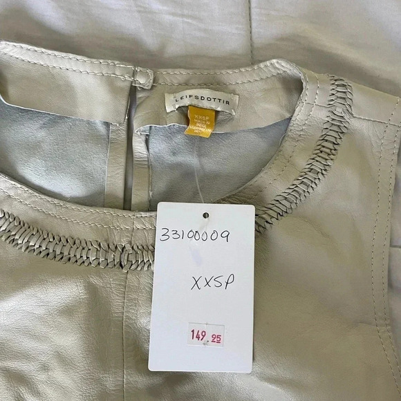 Anthropologie Leifsdottir beige eyelit leather top - Picture 4 of 13
